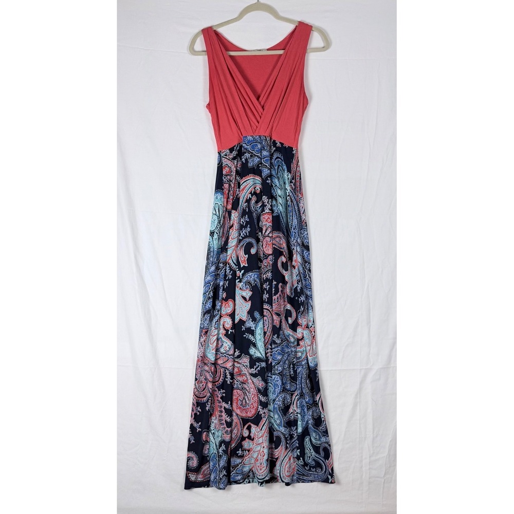 Gilli Paisley Maxi Dress V-Neck Soft Boho Colorful Beach Resort Casual Tropical - Picture 2 of 10